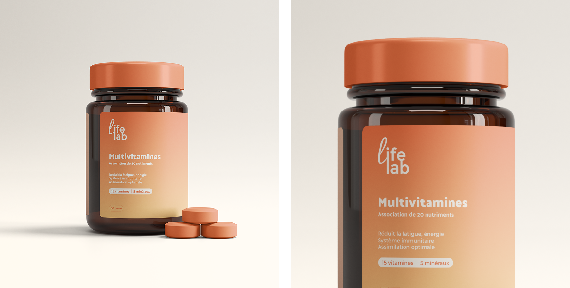 Création de packaging de la marque Life Lab par Julie Palu Graphiste freelance