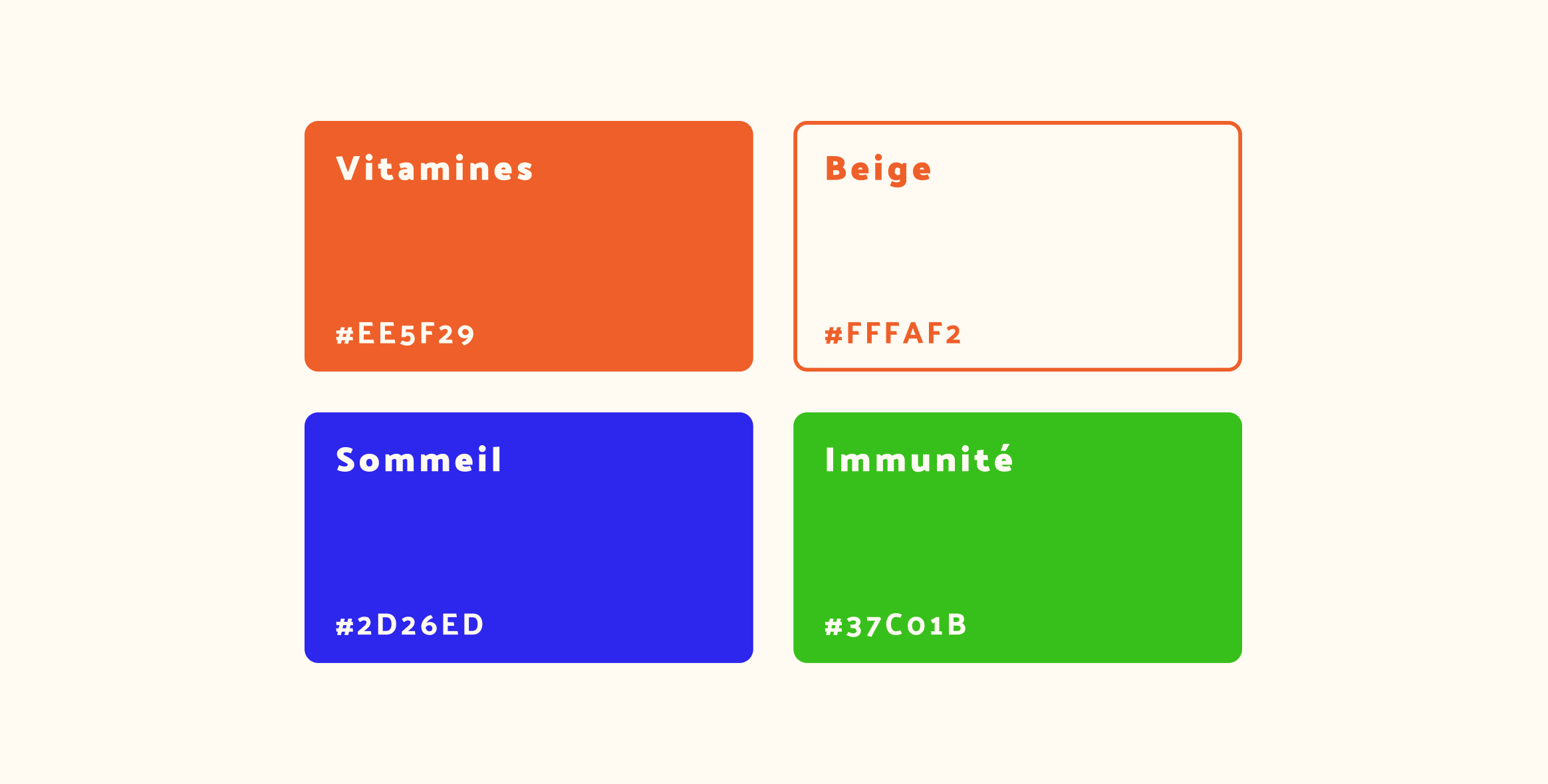 Palette de couleurs de la marque Life Lab réalisée par Julie Palu